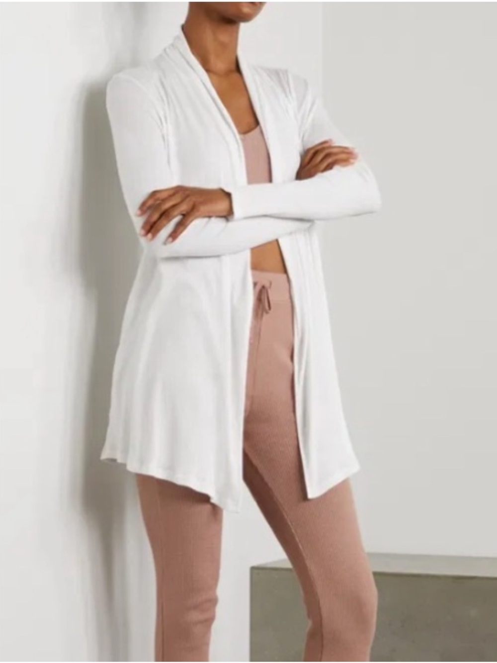 Skin Worldwide Raiya Cotton Ribbed Open Cardigan, NWT, XS